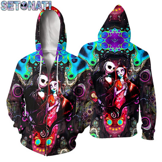 Jack Skellington Halloween love Custom 3D hoodie